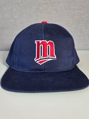Vintage Logo7 Minnesota Twins Outdoor Cap Snapback Hat Navy Green Brim MLB